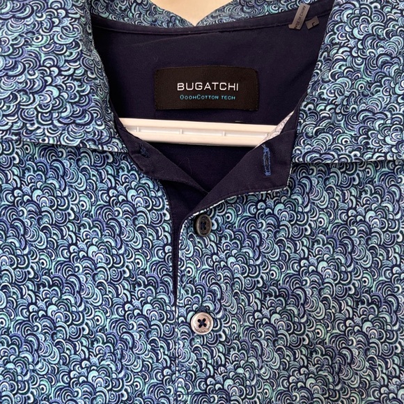Bugatchi Blue Textured Polo Shirt - Picture 3 of 7